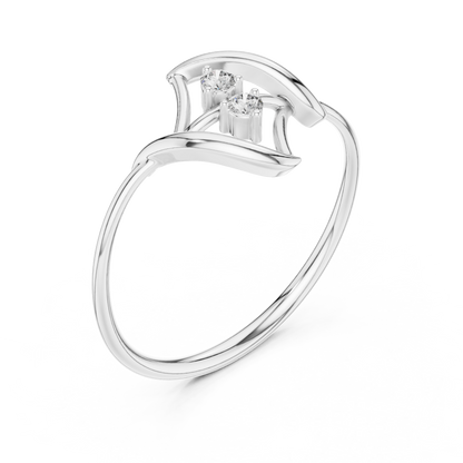 0.04 Carat Diamond Two Stone Vertical Open Frame Ring | Yellow Gold