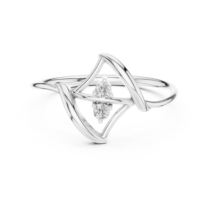 0.04 Carat Diamond Two Stone Vertical Open Frame Ring | Yellow Gold