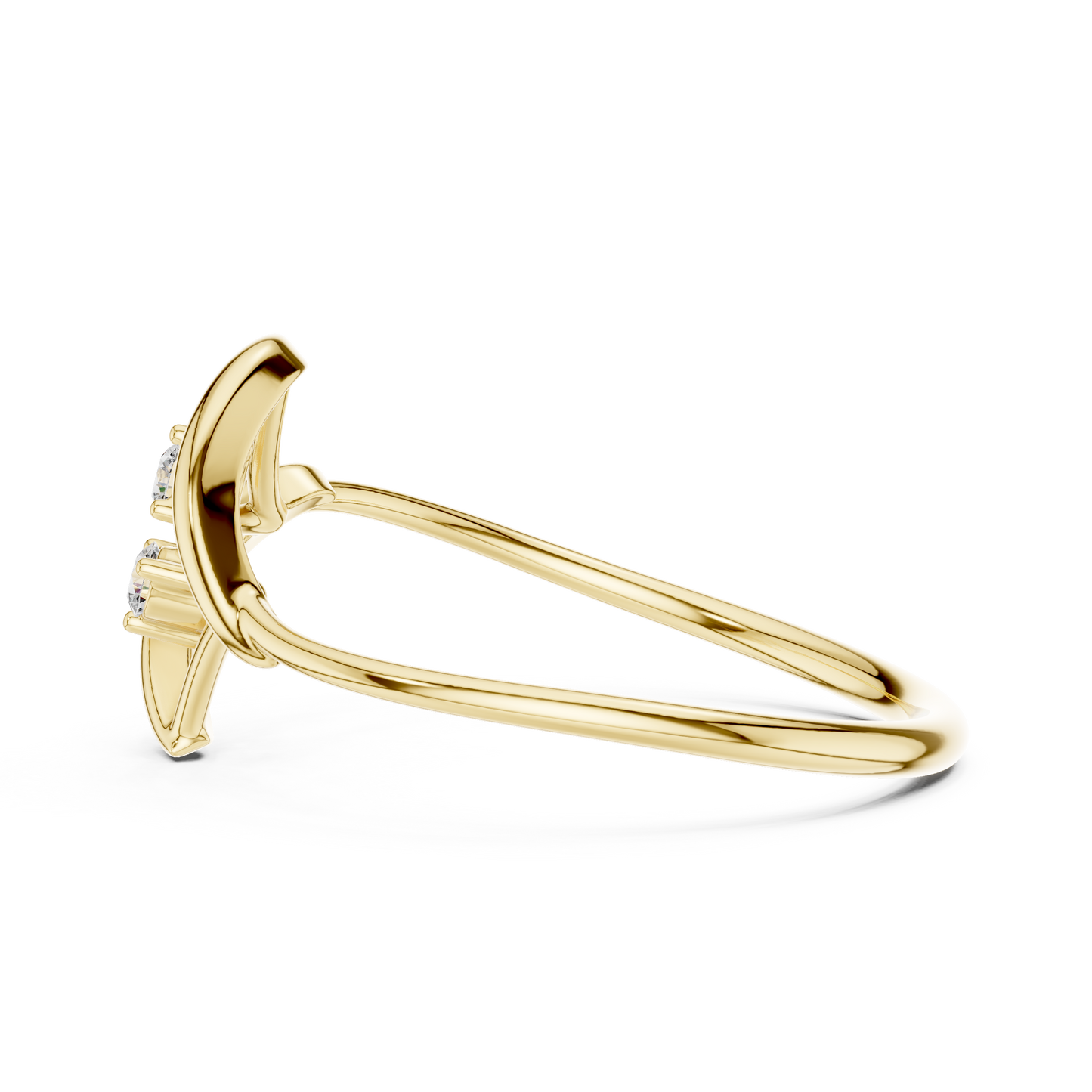 0.04 Carat Diamond Two Stone Vertical Open Frame Ring | Yellow Gold