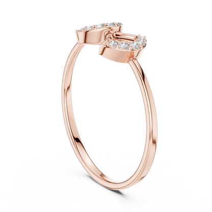 0.08 Carat Diamond Double Geometric Shield Ring | Yellow Gold