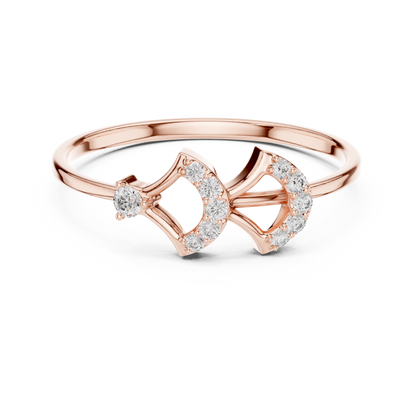 0.08 Carat Diamond Double Geometric Shield Ring | Yellow Gold