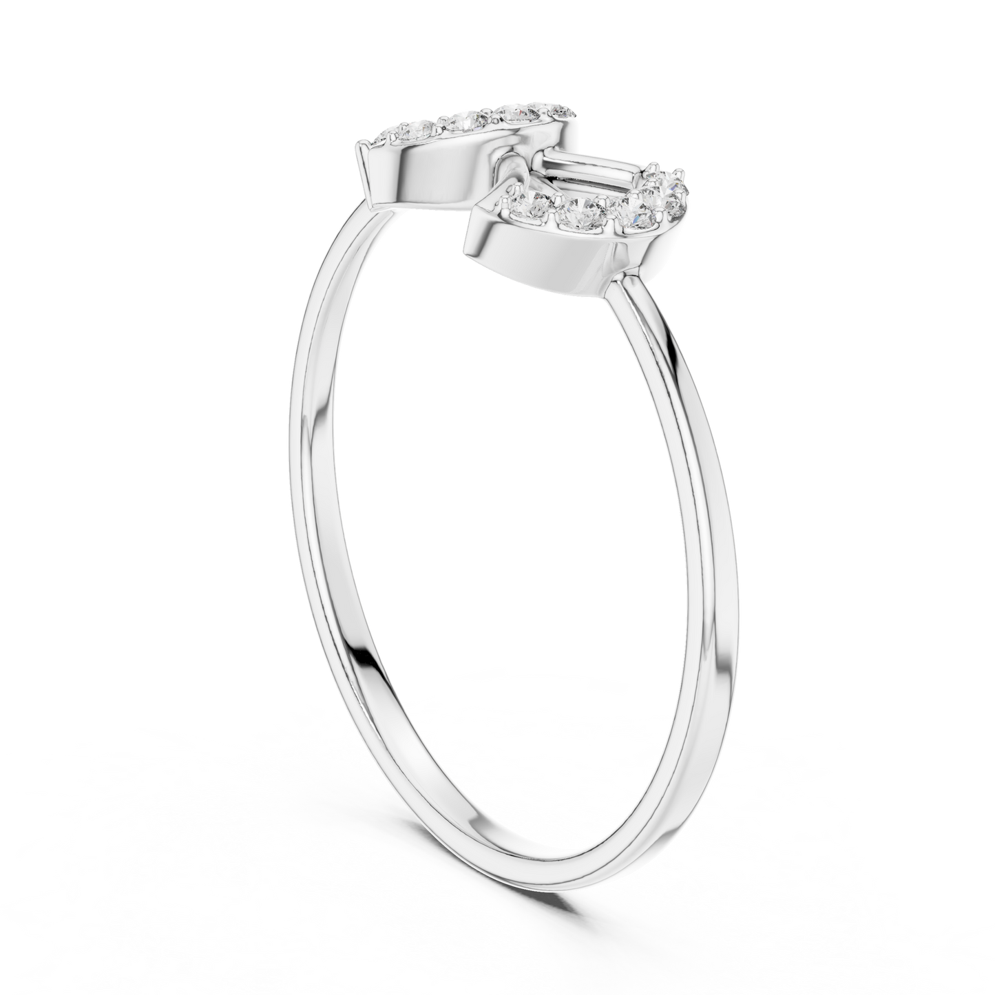 0.08 Carat Diamond Double Geometric Shield Ring | Yellow Gold