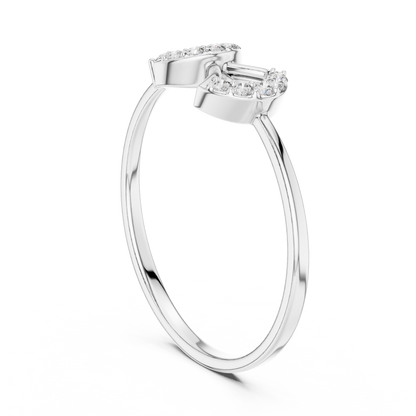 0.08 Carat Diamond Double Geometric Shield Ring | Yellow Gold