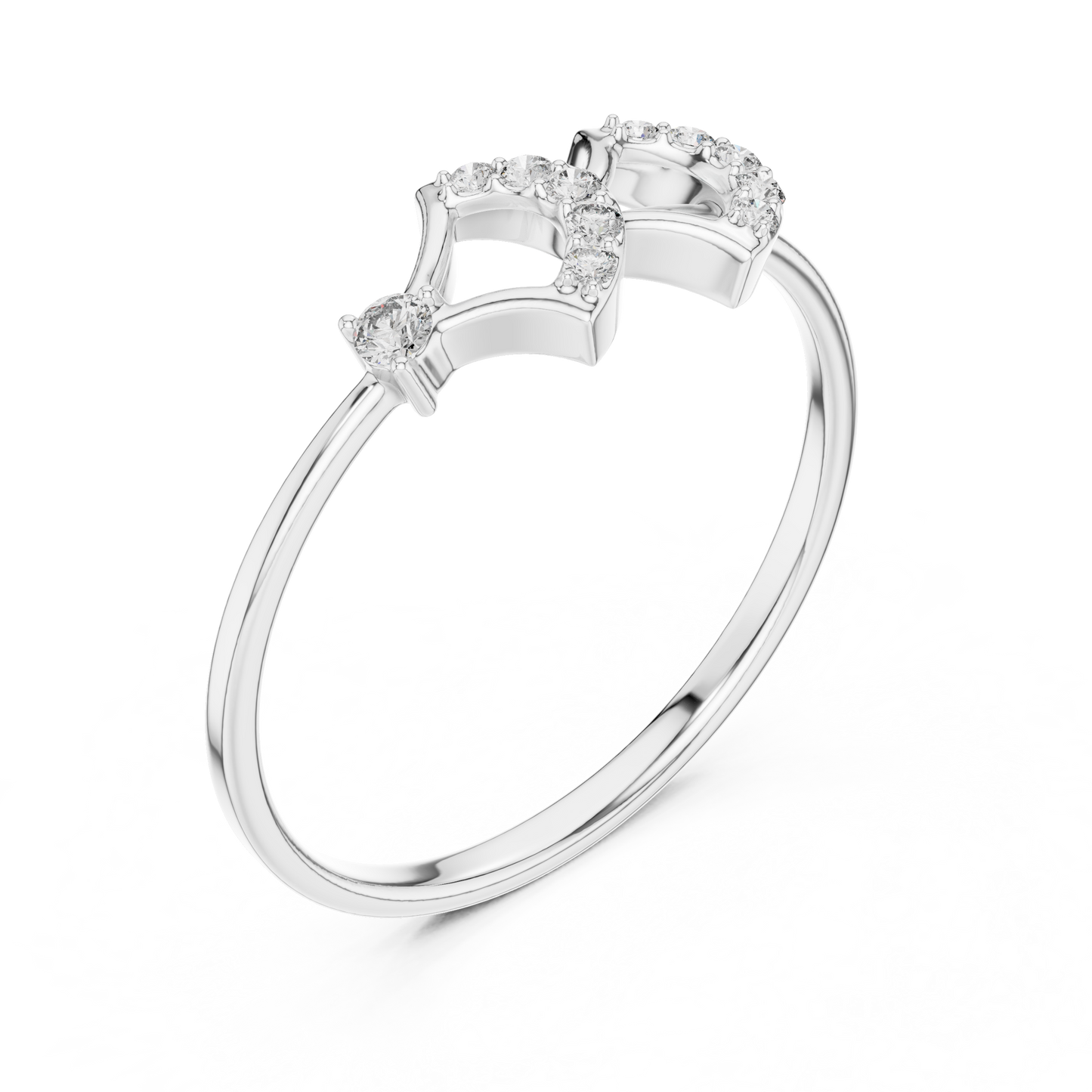 0.08 Carat Diamond Double Geometric Shield Ring | Yellow Gold