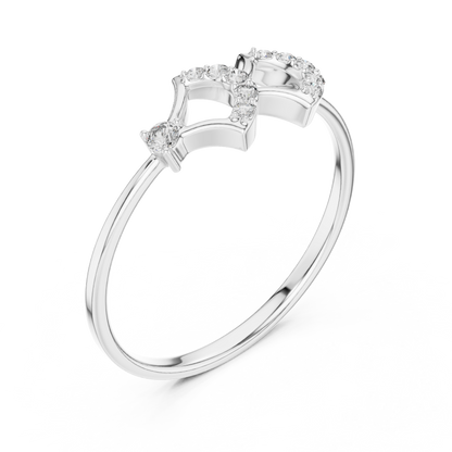 0.08 Carat Diamond Double Geometric Shield Ring | Yellow Gold