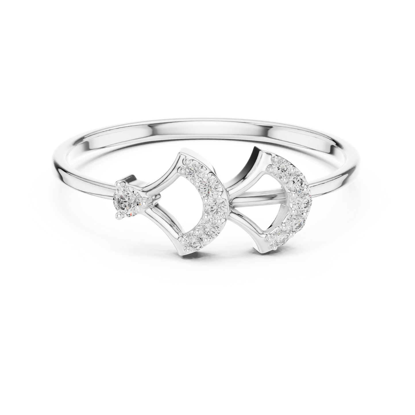 0.08 Carat Diamond Double Geometric Shield Ring | Yellow Gold