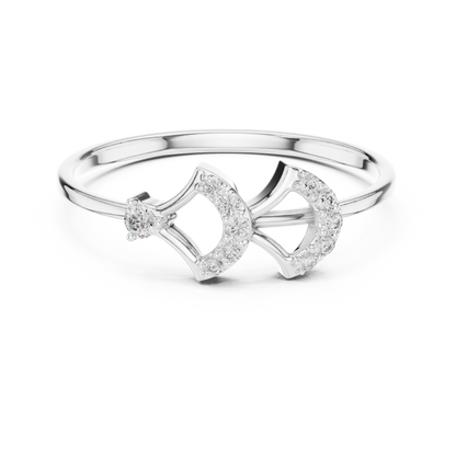 0.08 Carat Diamond Double Geometric Shield Ring | Yellow Gold