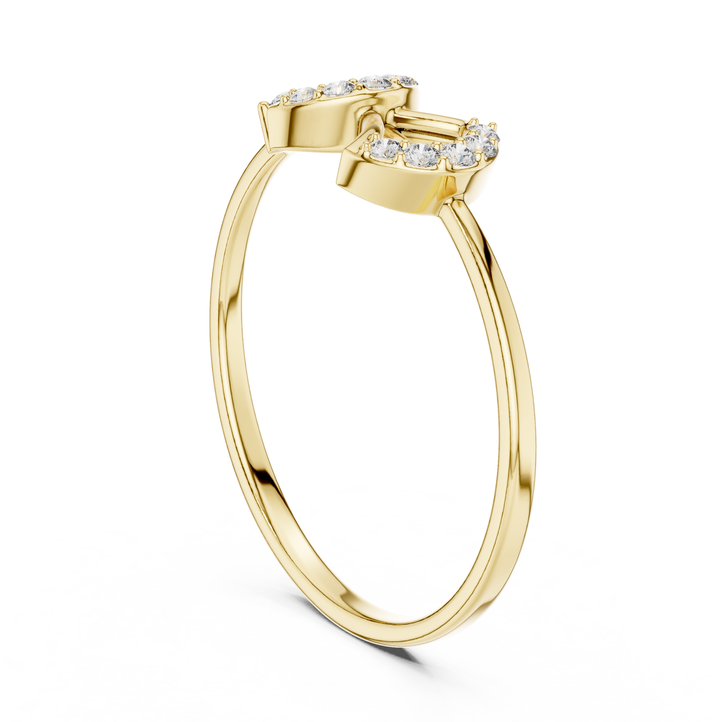 0.08 Carat Diamond Double Geometric Shield Ring | Yellow Gold