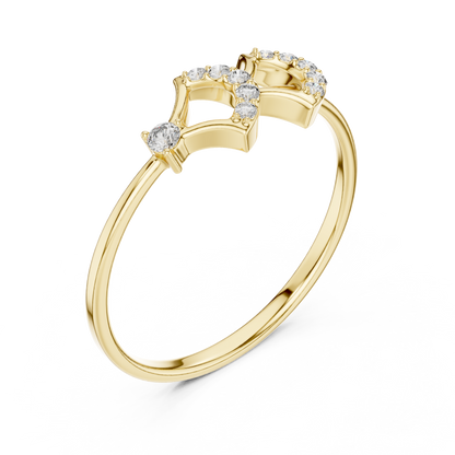 0.08 Carat Diamond Double Geometric Shield Ring | Yellow Gold