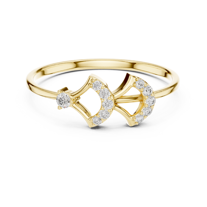 0.08 Carat Diamond Double Geometric Shield Ring | Yellow Gold