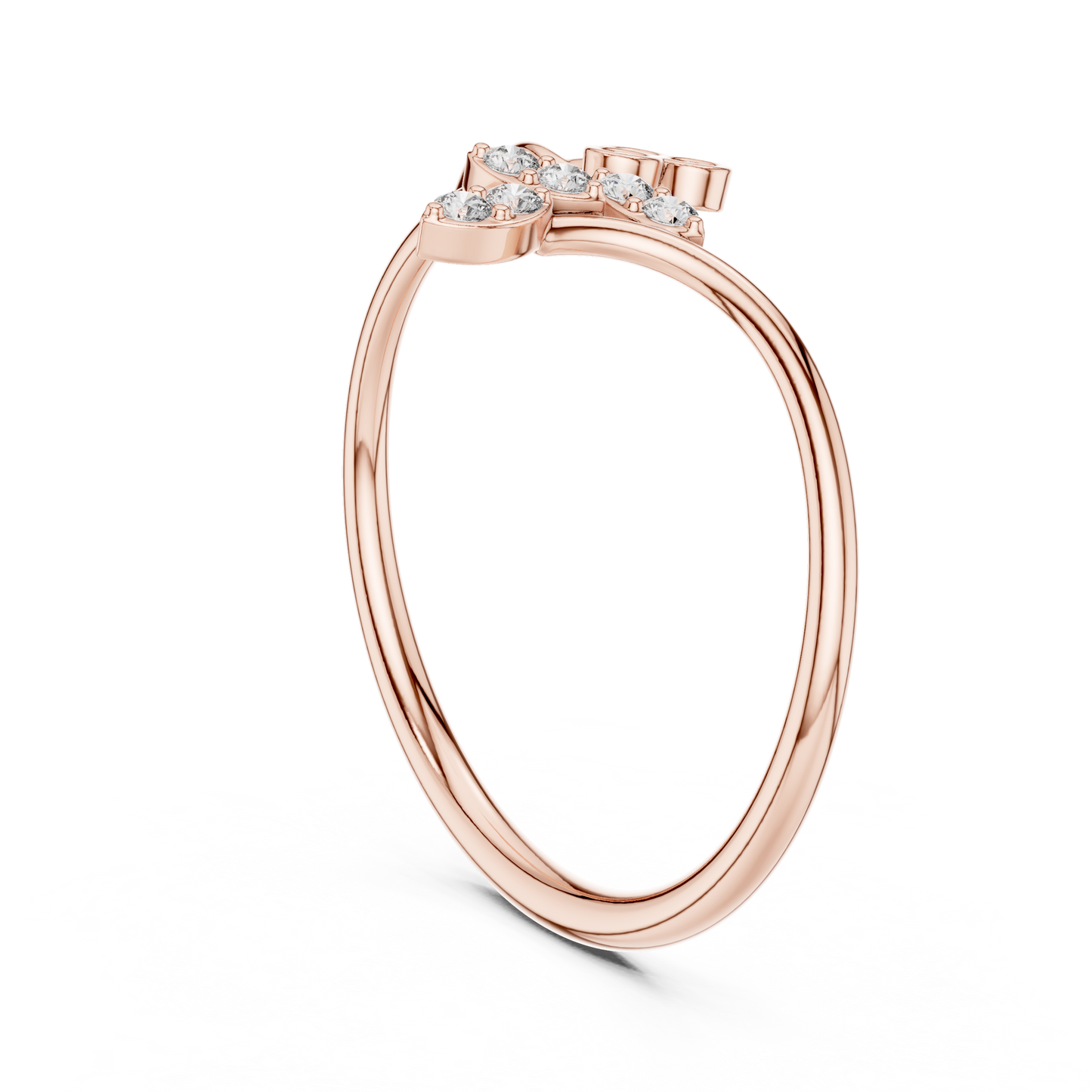 0.09 Carat Diamond Vine & Leaf Open Bypass Ring | Yellow Gold