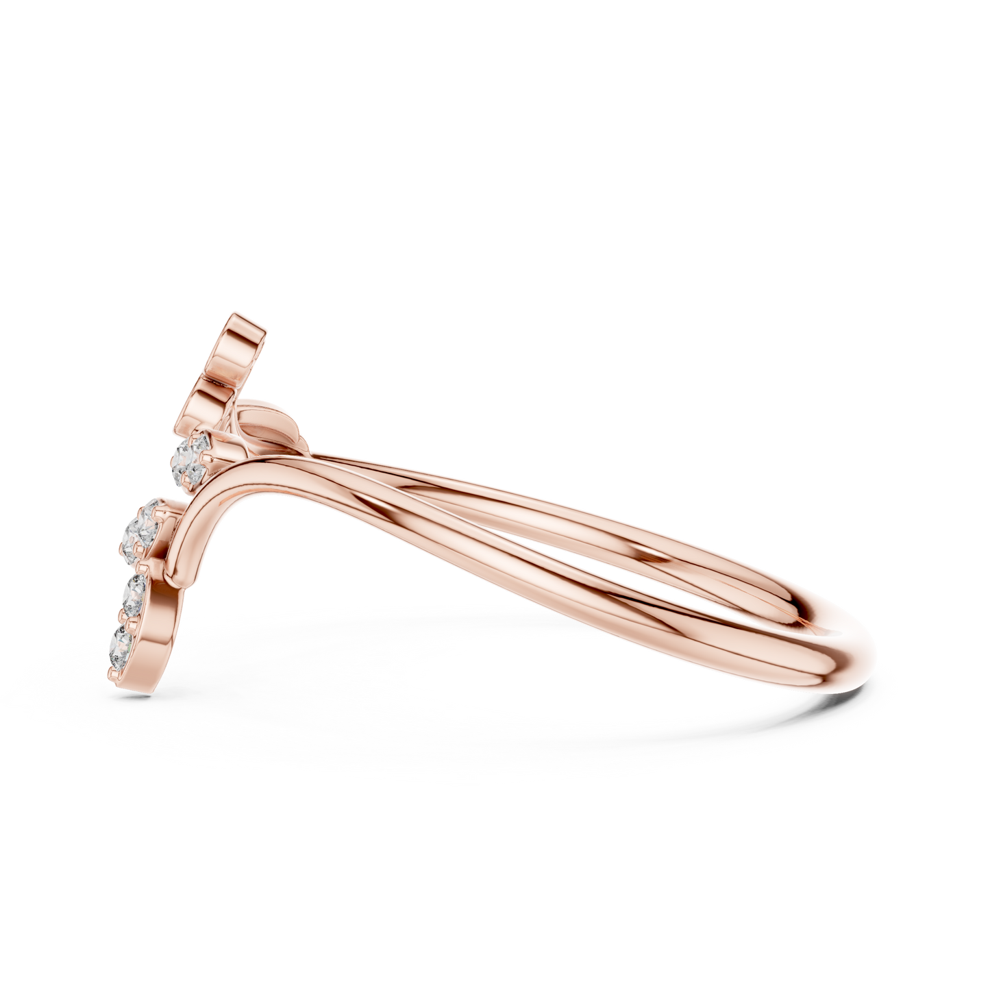 0.09 Carat Diamond Vine & Leaf Open Bypass Ring | Yellow Gold