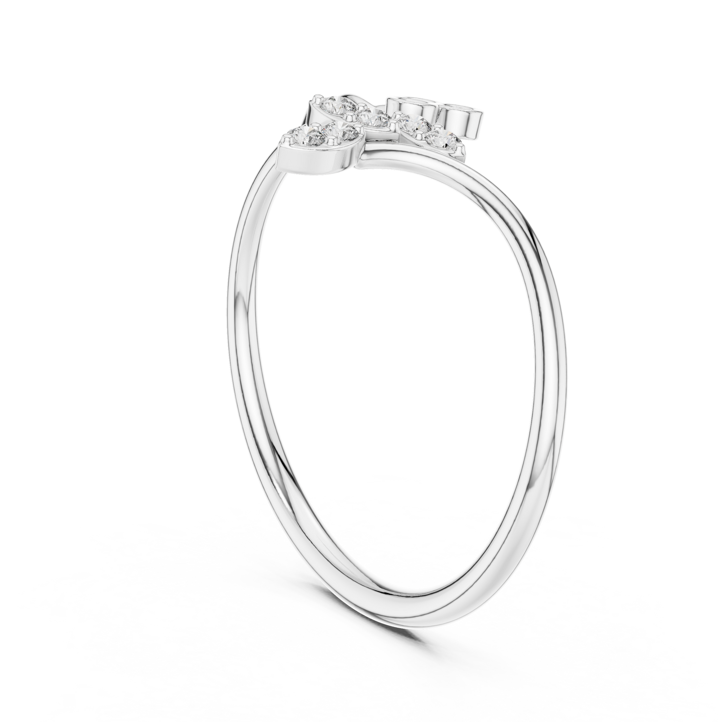 0.09 Carat Diamond Vine & Leaf Open Bypass Ring | Yellow Gold