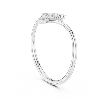 0.09 Carat Diamond Vine & Leaf Open Bypass Ring | Yellow Gold