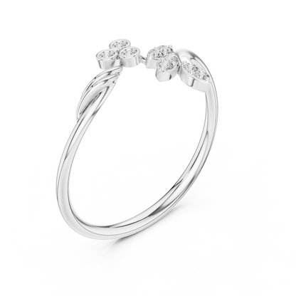 0.09 Carat Diamond Vine & Leaf Open Bypass Ring | Yellow Gold