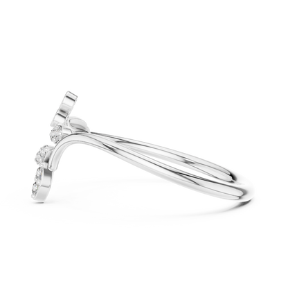 0.09 Carat Diamond Vine & Leaf Open Bypass Ring | Yellow Gold