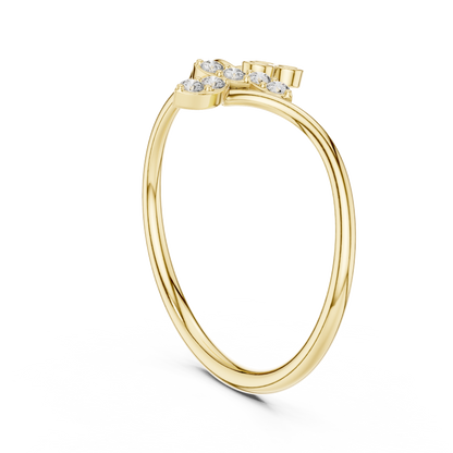 0.09 Carat Diamond Vine & Leaf Open Bypass Ring | Yellow Gold