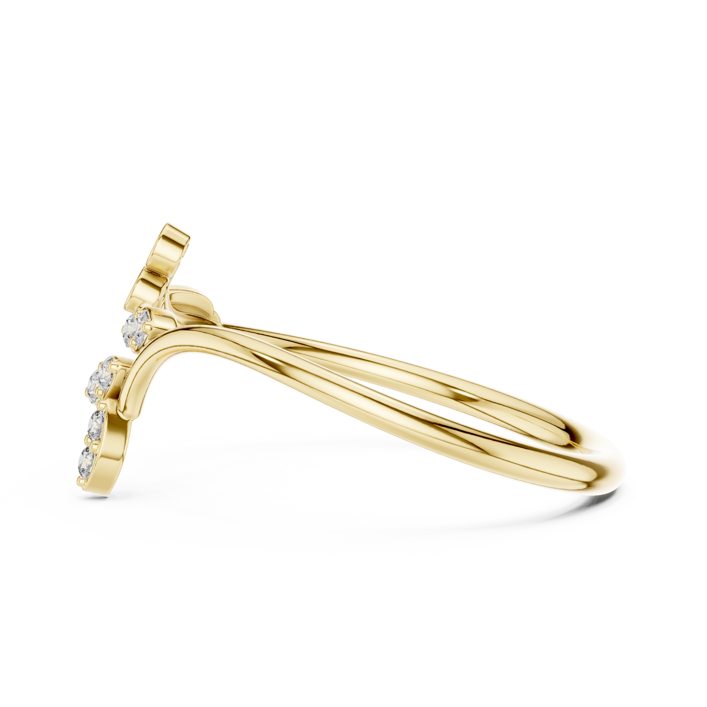 0.09 Carat Diamond Vine & Leaf Open Bypass Ring | Yellow Gold