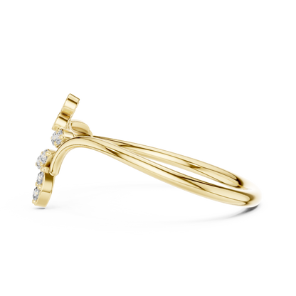 0.09 Carat Diamond Vine & Leaf Open Bypass Ring | Yellow Gold