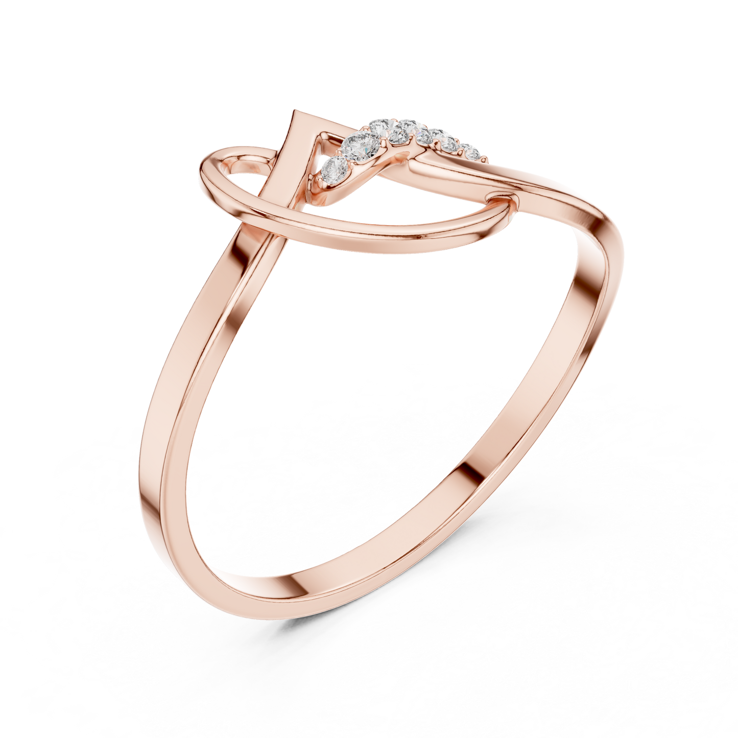 0.04 Carat Diamond Abstract Script Swirl Ring | Yellow Gold