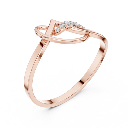 0.04 Carat Diamond Abstract Script Swirl Ring | Yellow Gold