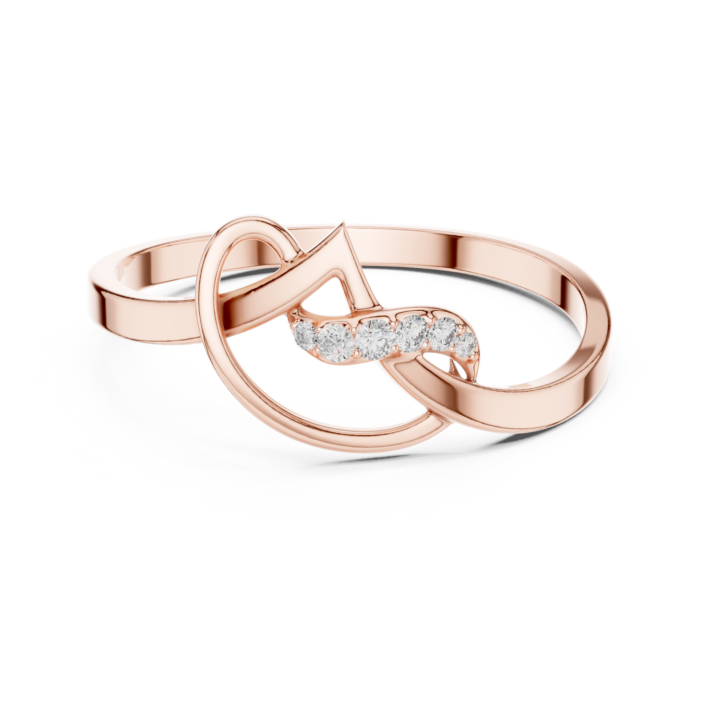 0.04 Carat Diamond Abstract Script Swirl Ring | Yellow Gold
