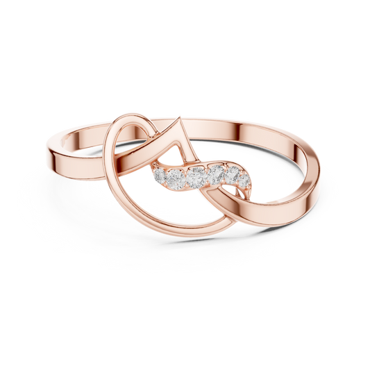 0.04 Carat Diamond Abstract Script Swirl Ring | Yellow Gold