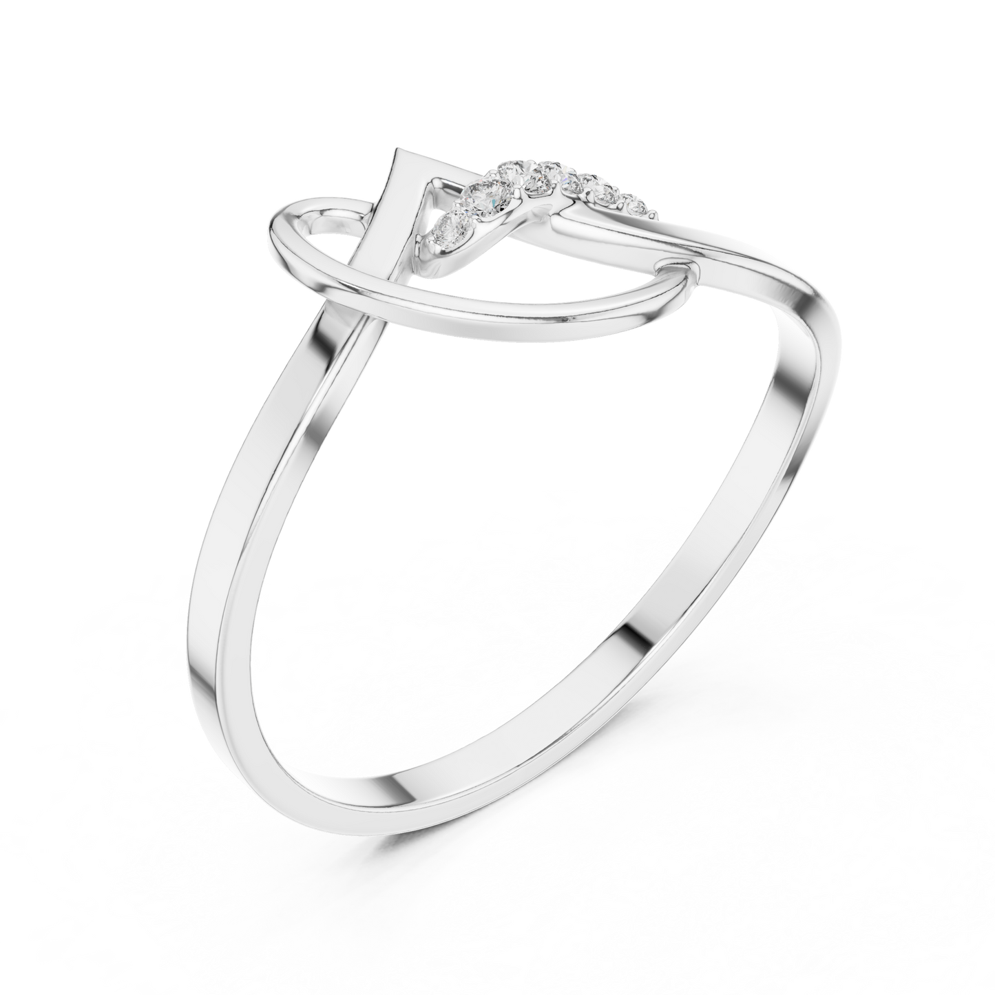 0.04 Carat Diamond Abstract Script Swirl Ring | Yellow Gold