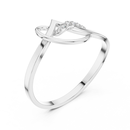 0.04 Carat Diamond Abstract Script Swirl Ring | Yellow Gold