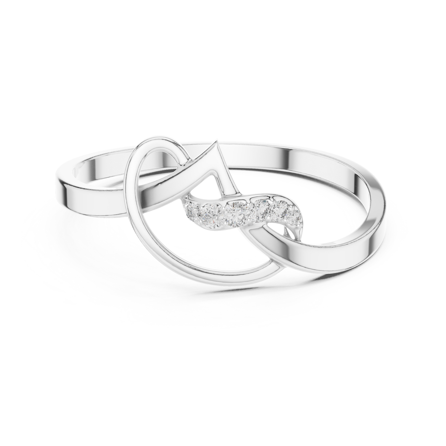 0.04 Carat Diamond Abstract Script Swirl Ring | Yellow Gold