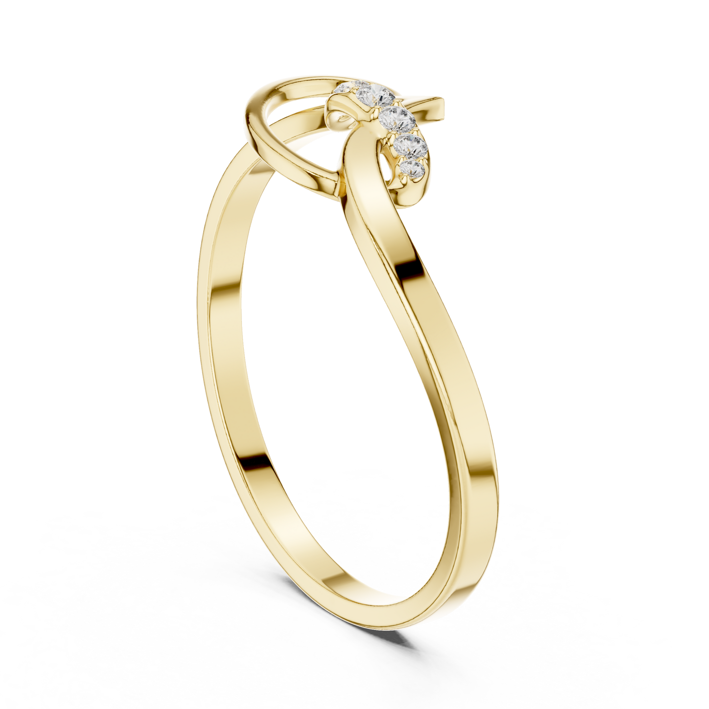 0.04 Carat Diamond Abstract Script Swirl Ring | Yellow Gold