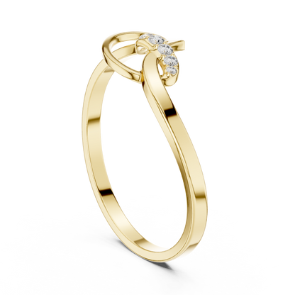 0.04 Carat Diamond Abstract Script Swirl Ring | Yellow Gold