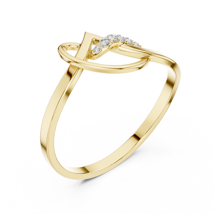 0.04 Carat Diamond Abstract Script Swirl Ring | Yellow Gold