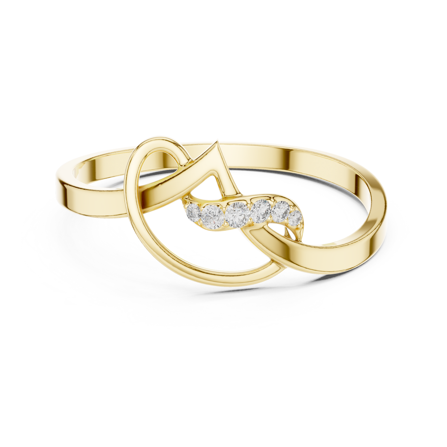 0.04 Carat Diamond Abstract Script Swirl Ring | Yellow Gold