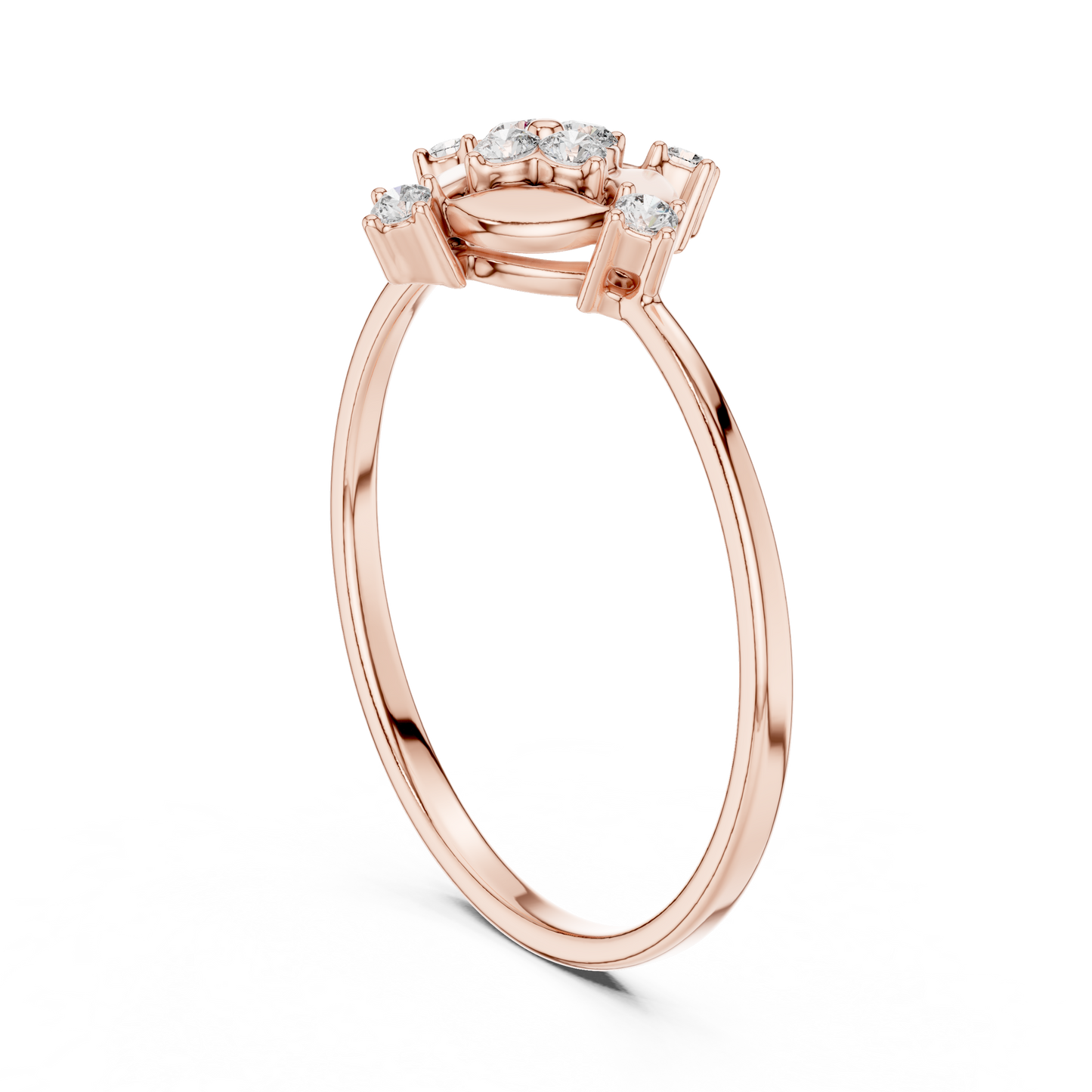 0.11 Carat Diamond Compass Starburst Medallion Ring | Yellow Gold