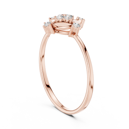 0.11 Carat Diamond Compass Starburst Medallion Ring | Yellow Gold
