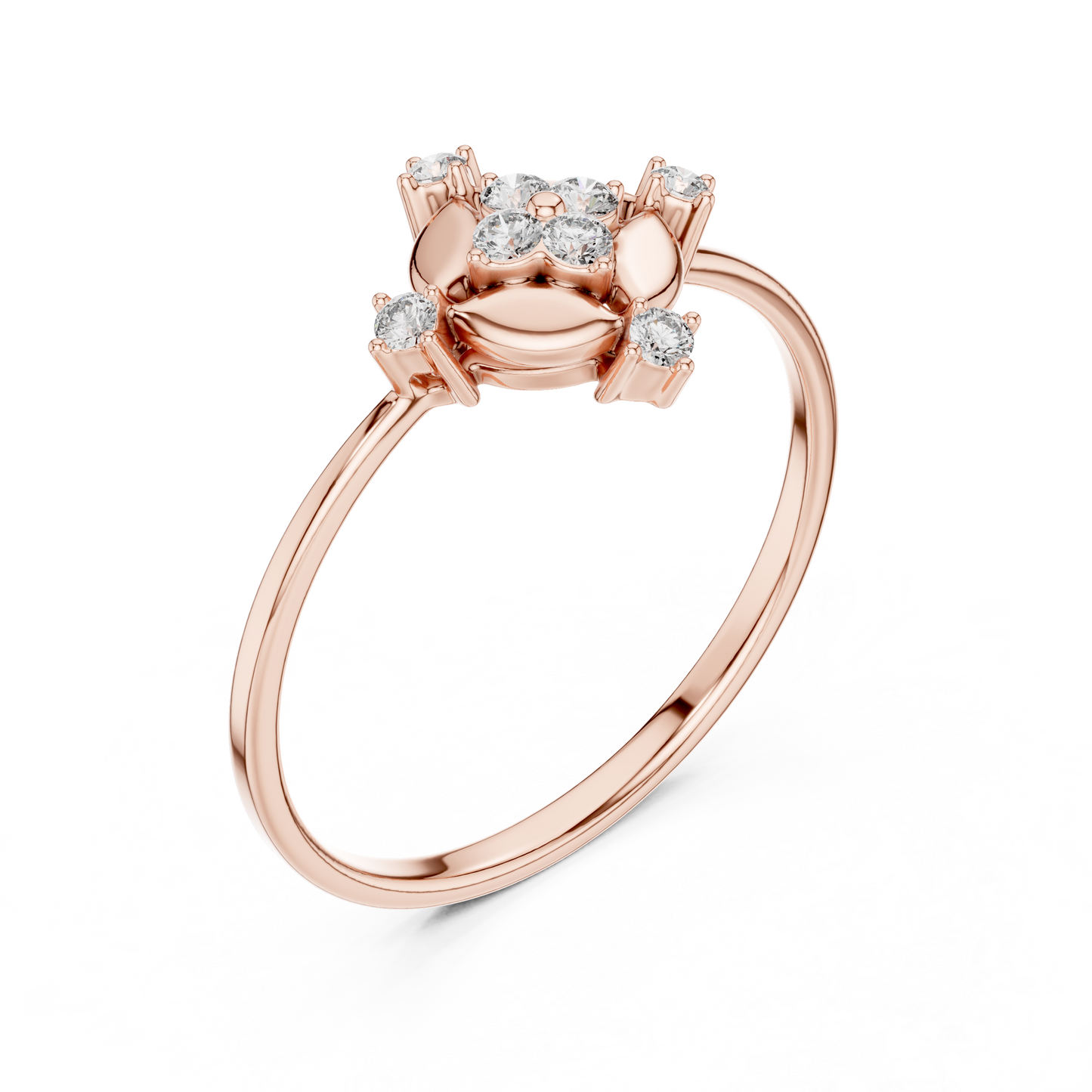 0.11 Carat Diamond Compass Starburst Medallion Ring | Yellow Gold