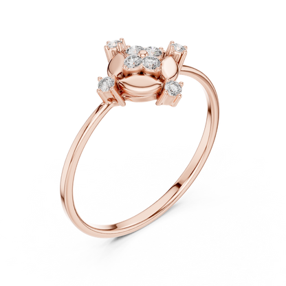 0.11 Carat Diamond Compass Starburst Medallion Ring | Yellow Gold