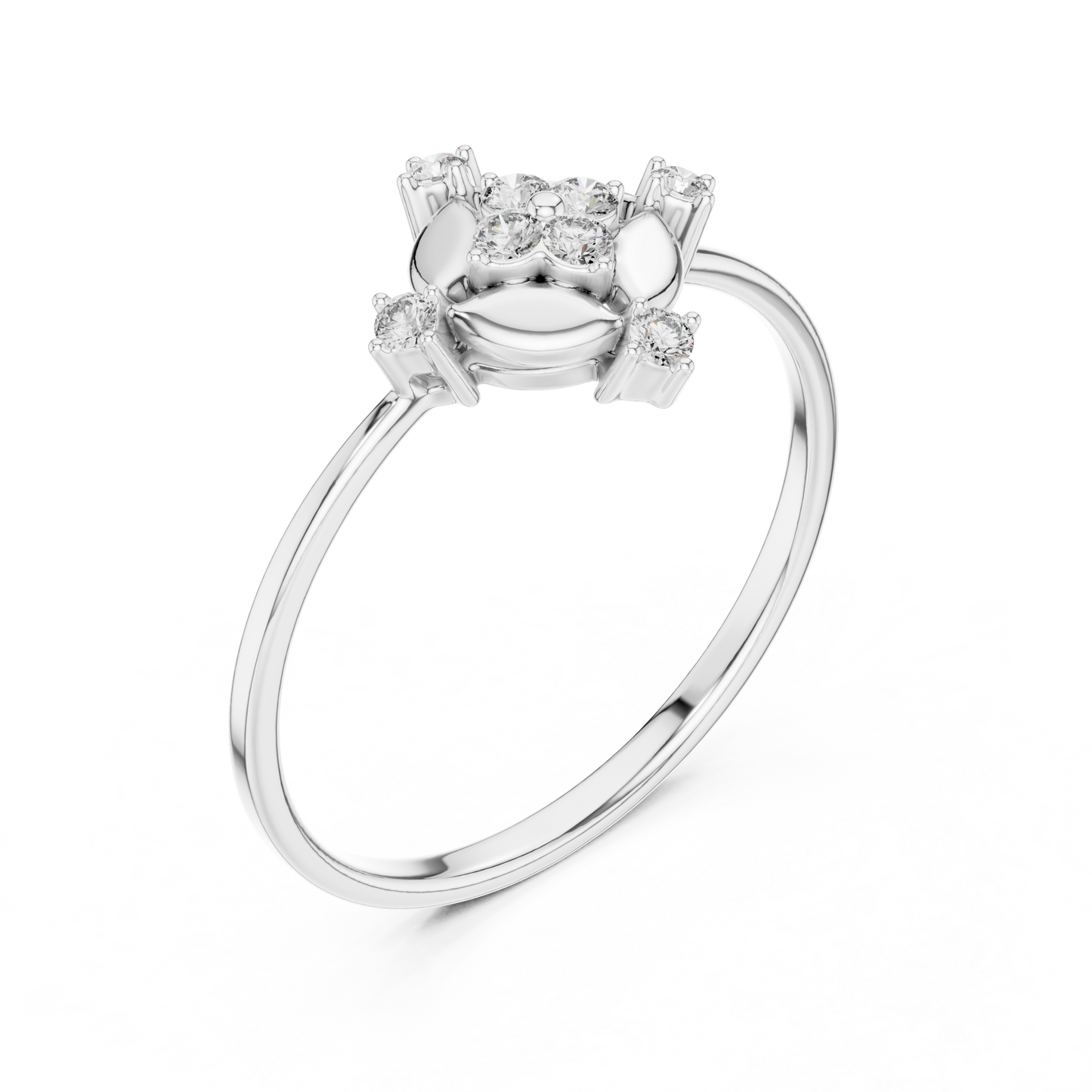 0.11 Carat Diamond Compass Starburst Medallion Ring | Yellow Gold