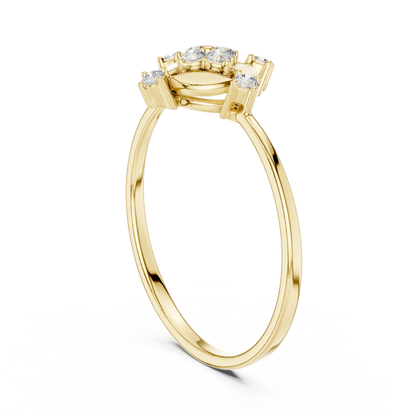 0.11 Carat Diamond Compass Starburst Medallion Ring | Yellow Gold