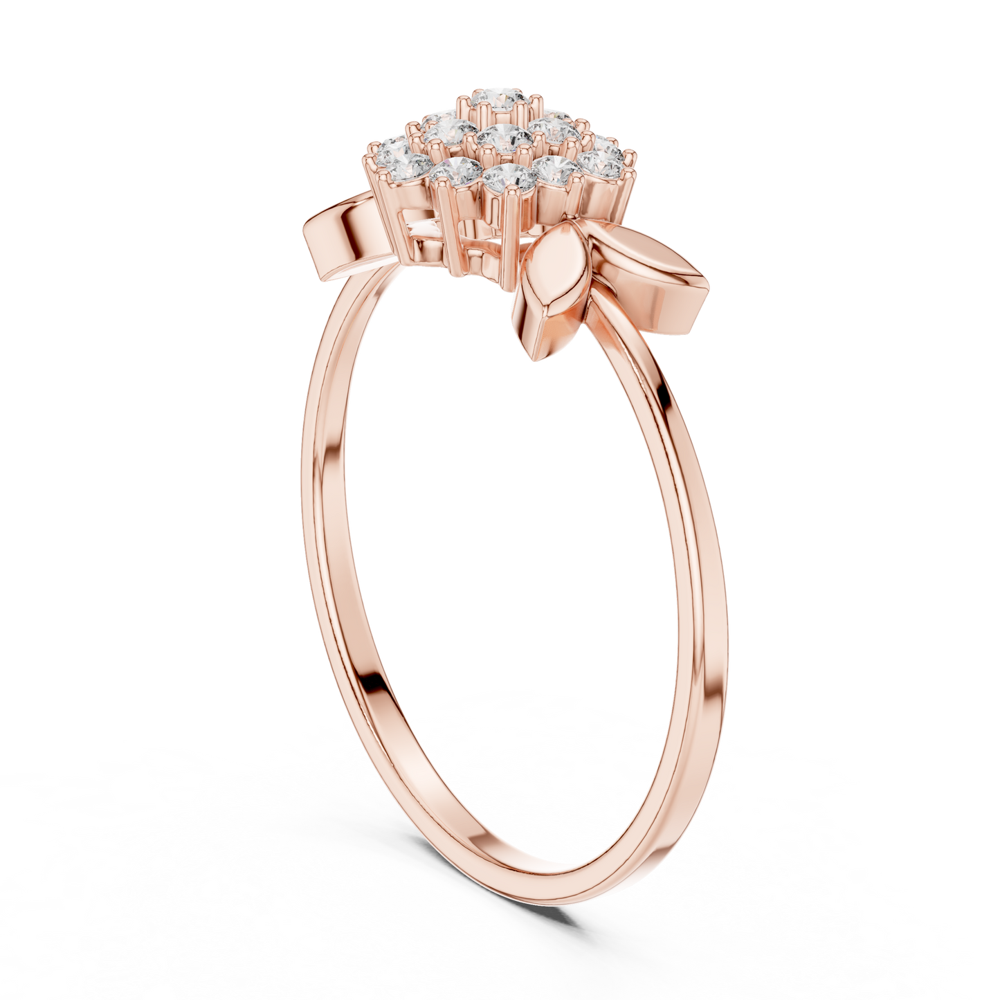 0.21 Carat Diamond Flower Blossom Cluster Ring | Yellow Gold
