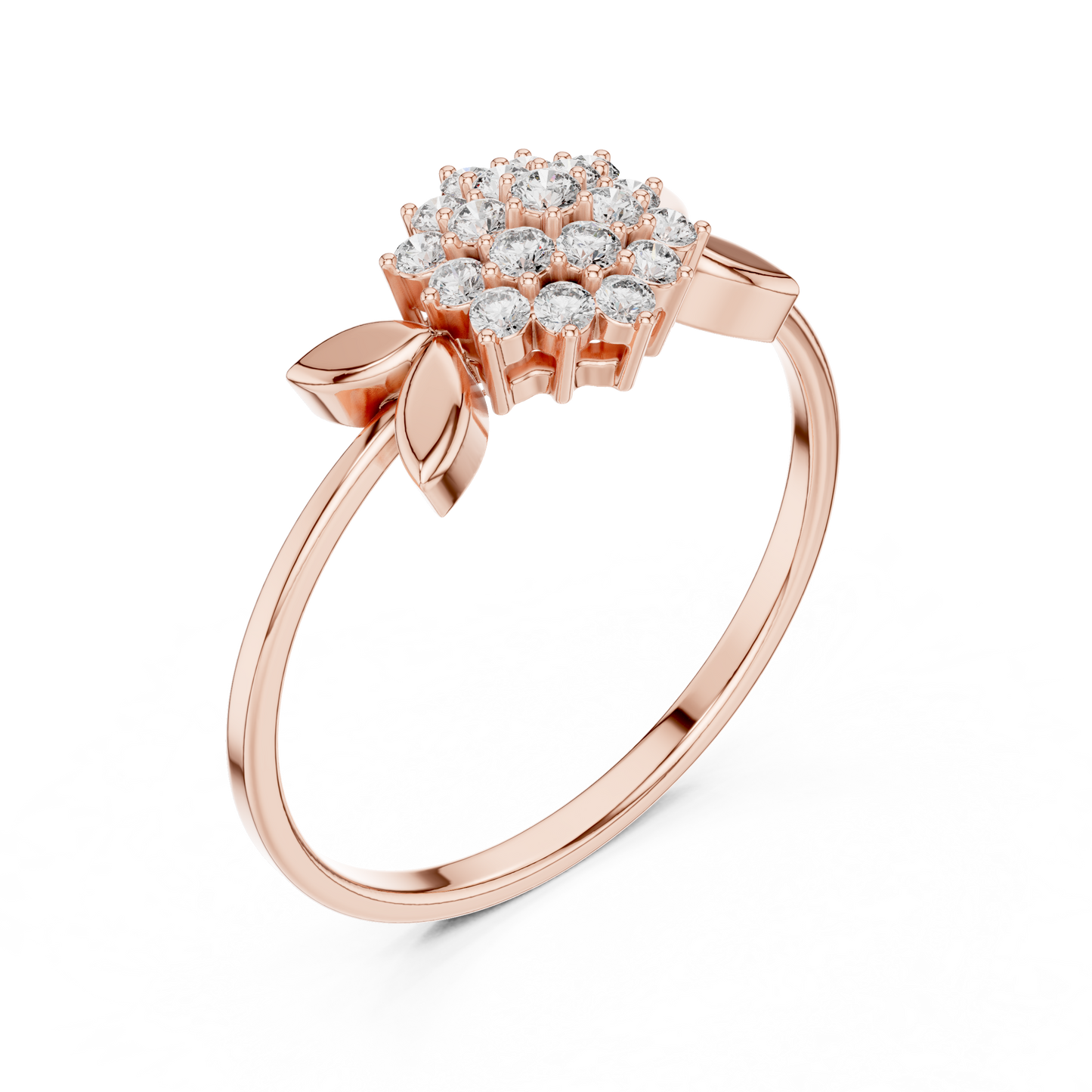 0.21 Carat Diamond Flower Blossom Cluster Ring | Yellow Gold