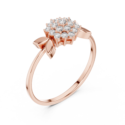 0.21 Carat Diamond Flower Blossom Cluster Ring | Yellow Gold