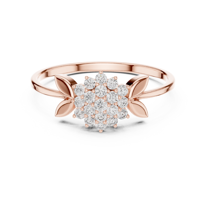 0.21 Carat Diamond Flower Blossom Cluster Ring | Yellow Gold