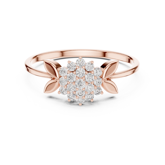 0.21 Carat Diamond Flower Blossom Cluster Ring | Yellow Gold