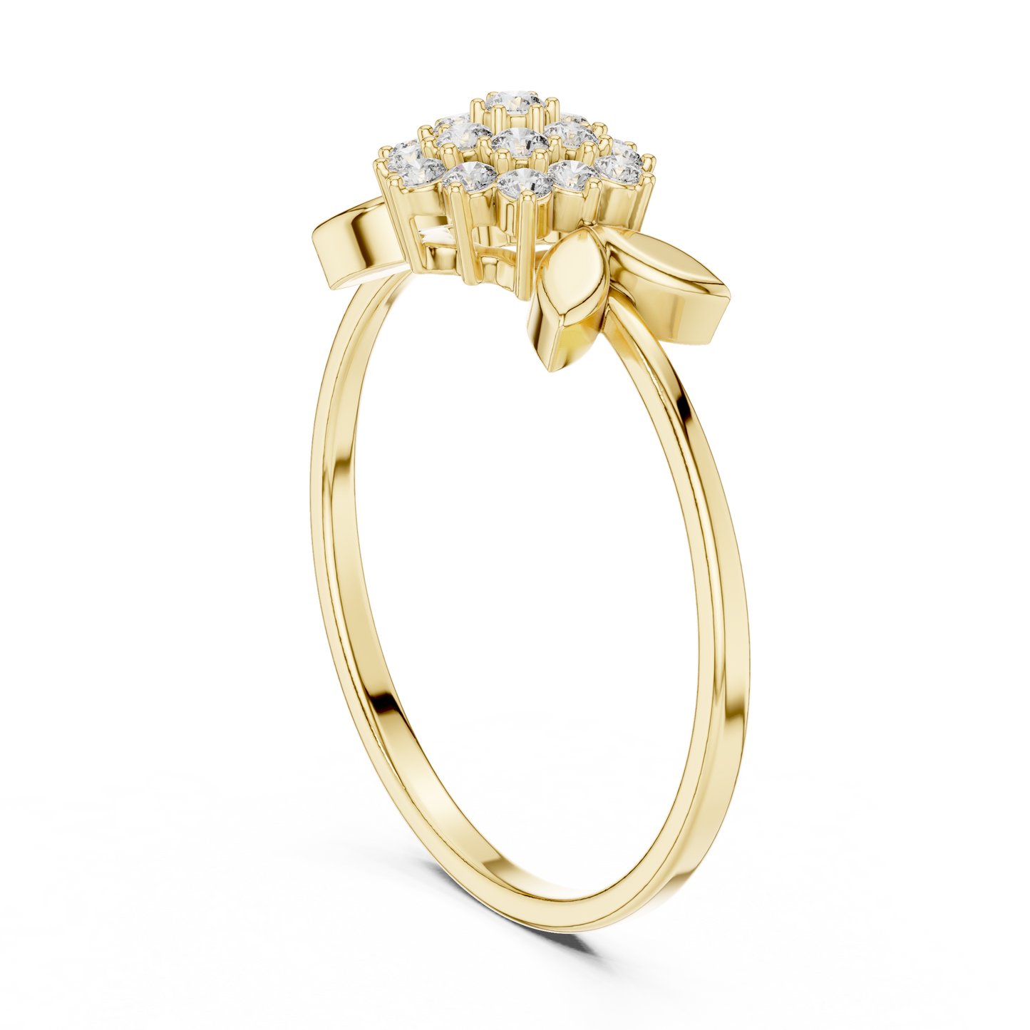 0.21 Carat Diamond Flower Blossom Cluster Ring | Yellow Gold
