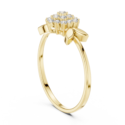 0.21 Carat Diamond Flower Blossom Cluster Ring | Yellow Gold