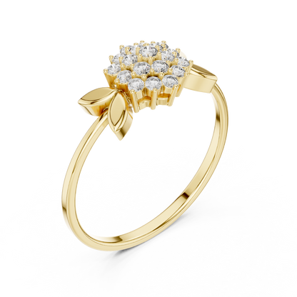 0.21 Carat Diamond Flower Blossom Cluster Ring | Yellow Gold