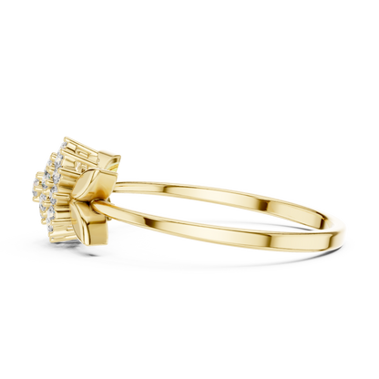 0.21 Carat Diamond Flower Blossom Cluster Ring | Yellow Gold