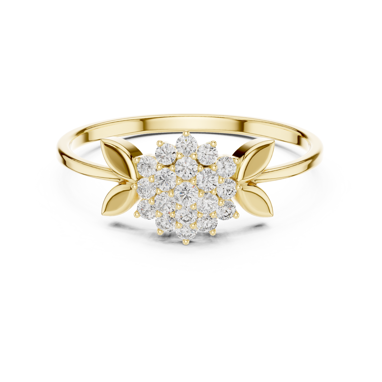 0.21 Carat Diamond Flower Blossom Cluster Ring | Yellow Gold